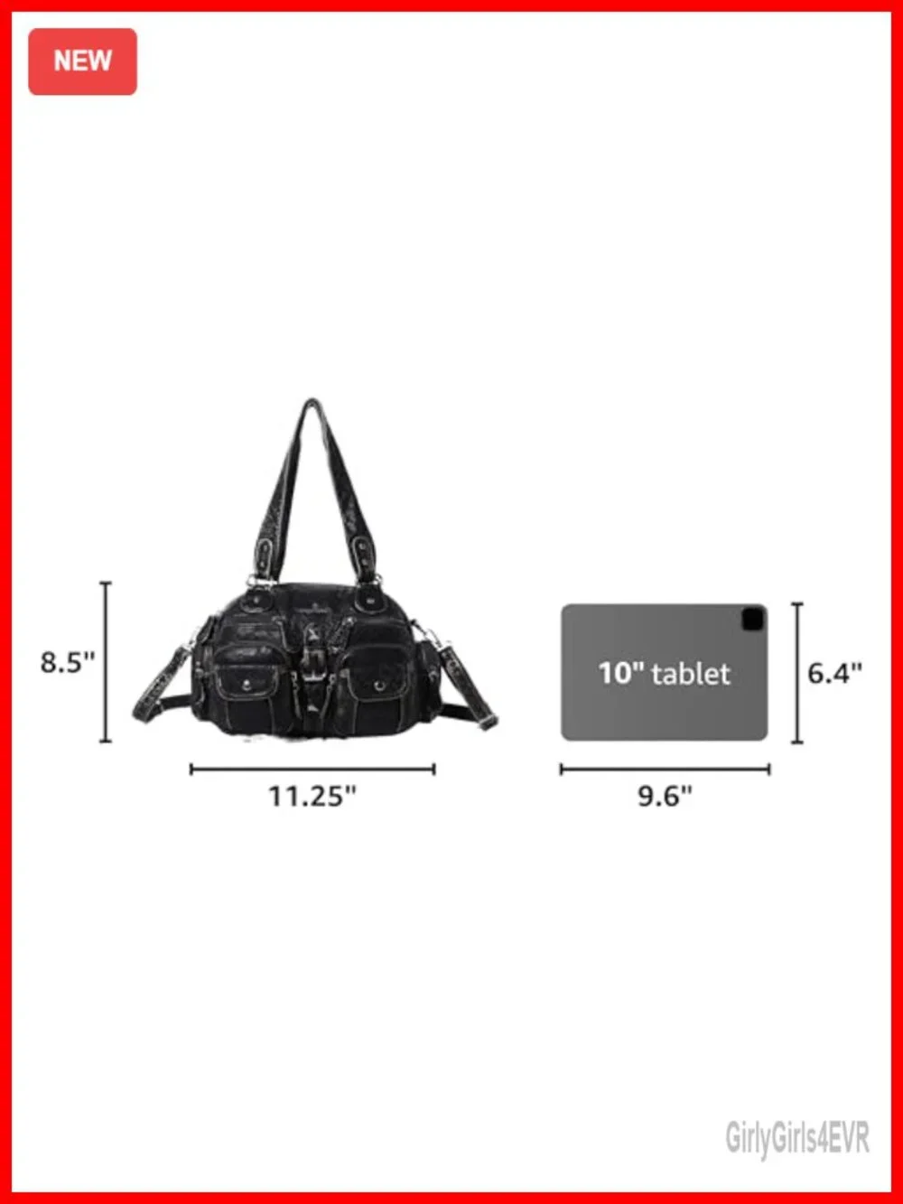 Washed PU Leather Hobo Crossbody Bag Multipocket Removable Strap Shoulder